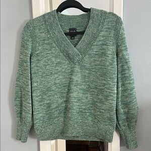 GAP Green Teal 100% Cotton Knit V-Neck Sweater XS